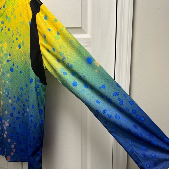 Mens Reel Legend Mahi Mahi Sun Fishing Shirt Size Large - Picture 2 of 8